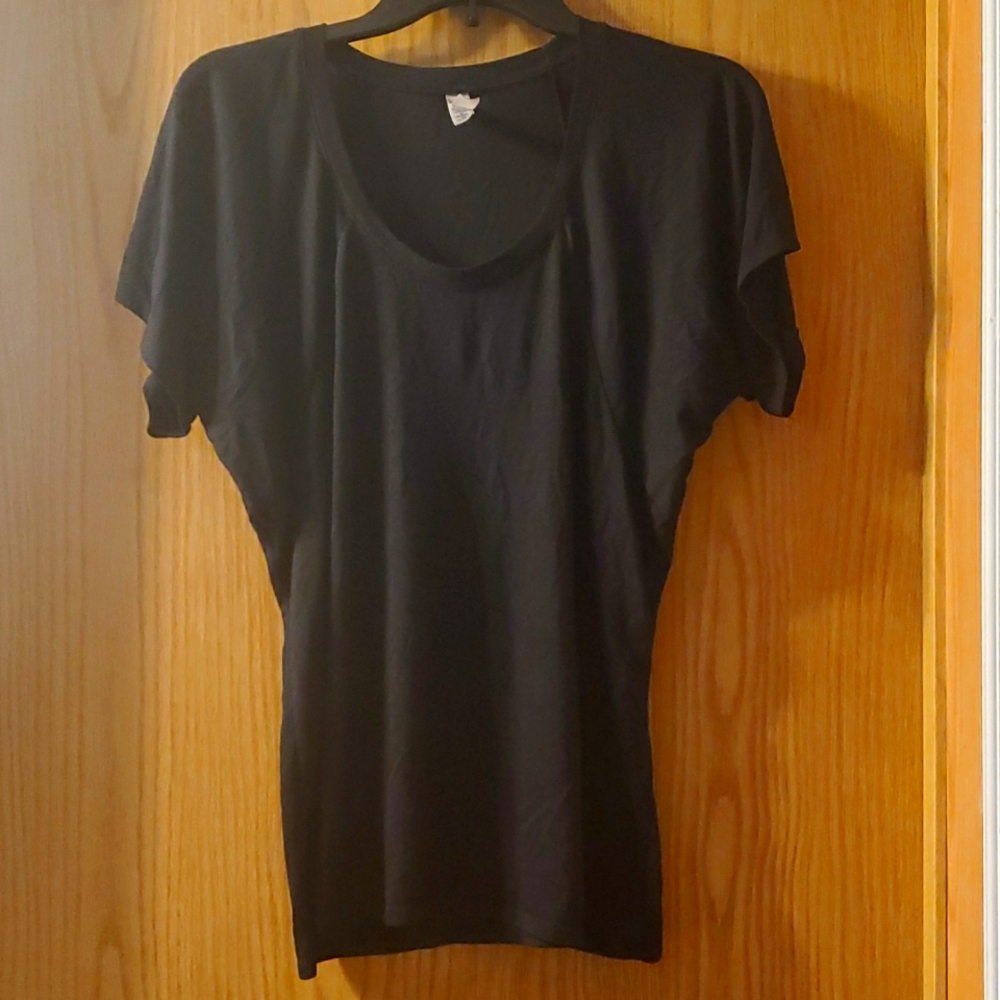 Bella Deep Scoop Women's Fitted Tee Shirt; Black; XL
